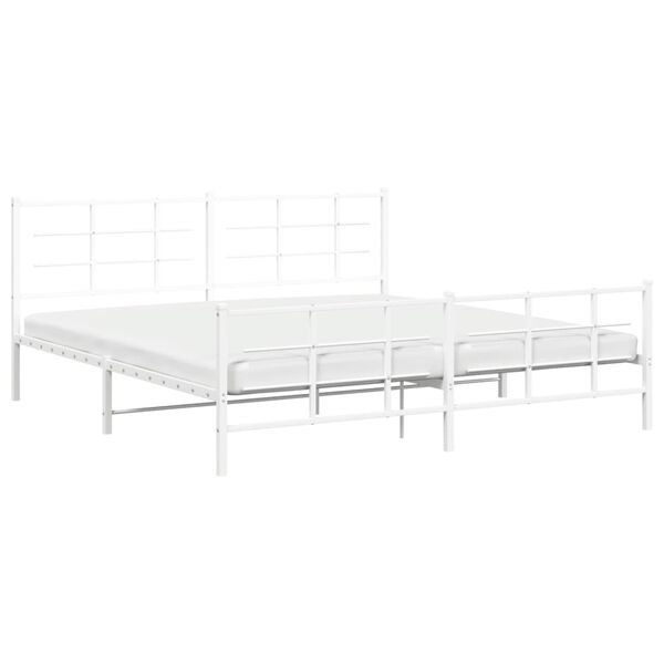 vidaXL Bed Frame White Powder-Coated Steel Full Bed Frame Rectangular