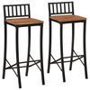 vidaXL Bar Chair Set of 2 Natural Wood and Black Solid Acacia wood, Iron