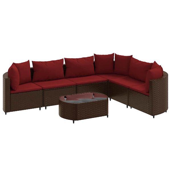 vidaXL Patio Sofa Set Set of 6 Brown