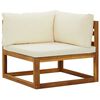 vidaXL Corner Sofa Cream white Solid acacia wood Standard two-seater