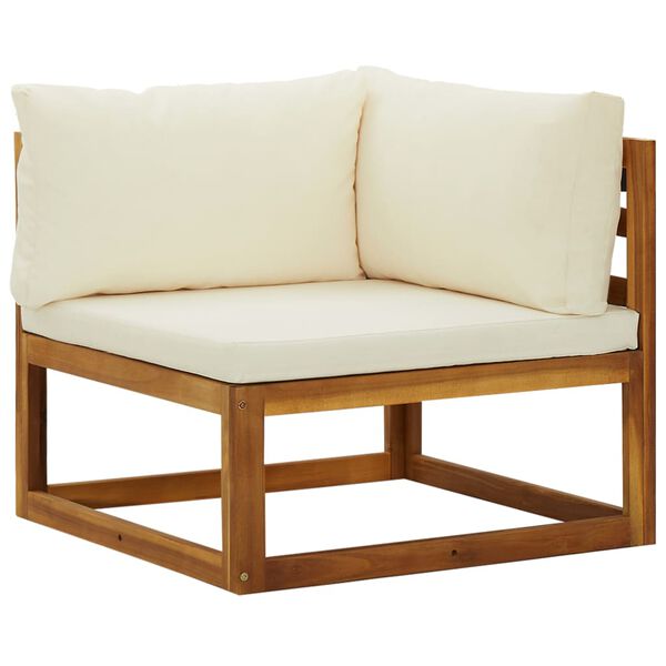 vidaXL Corner Sofa Cream white Solid acacia wood Standard two-seater