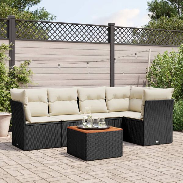 vidaXL Garden Sofa Set Black, Cream White