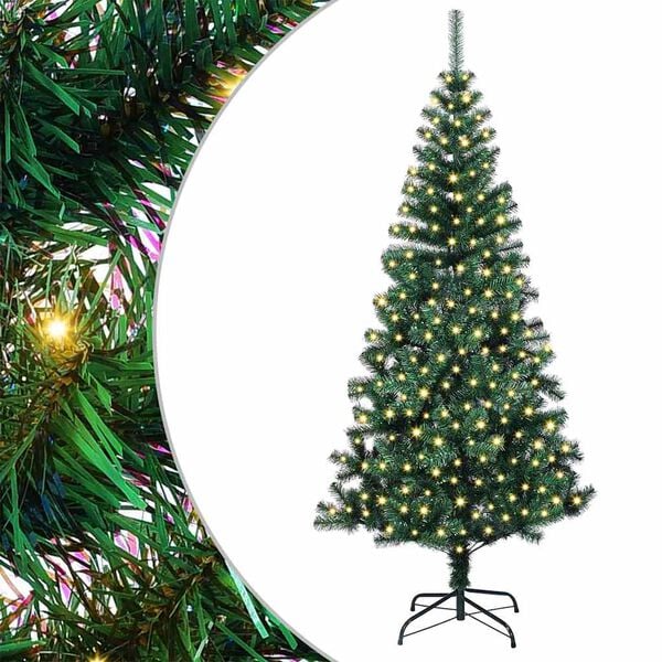 vidaXL Artificial Pre-lit Christmas Tree Green 70.9" PVC and Metal