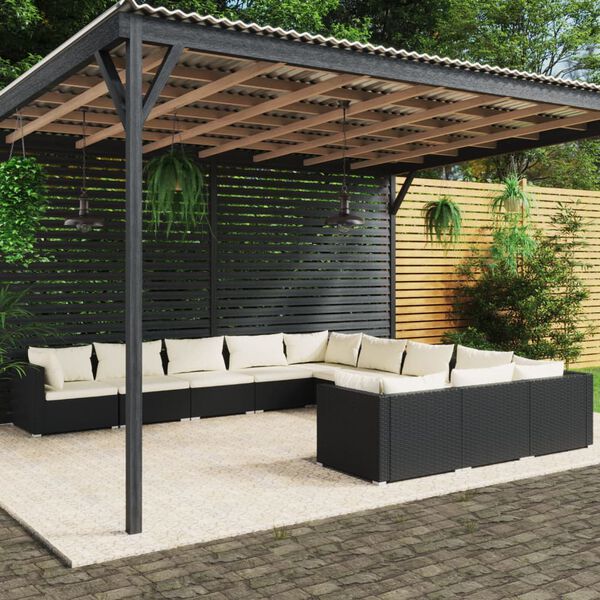vidaXL Garden Lounge Set Black, Cream