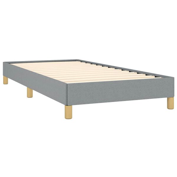 vidaXL Bed Frame Light Gray Polyester, Plywood, Engineered Wood Twin