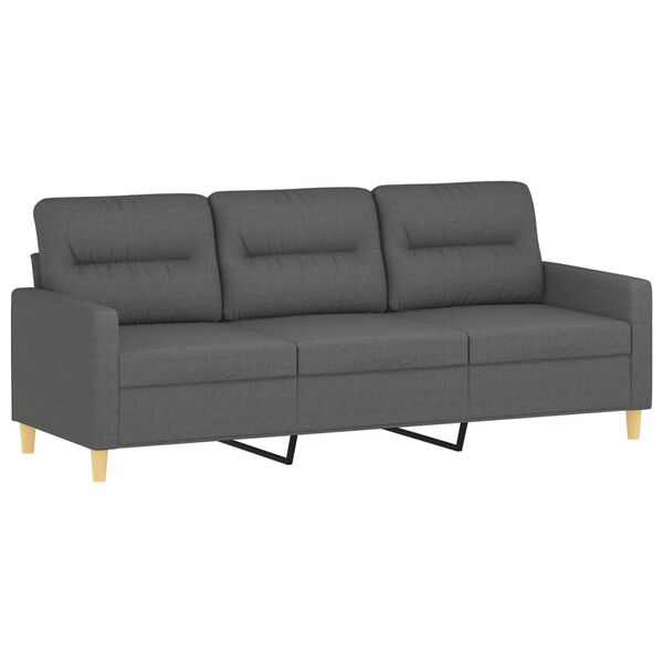vidaXL 3-seater Sofa With Footstool Dark Grey 100% polyester, metal, plywood