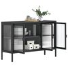 vidaXL Sideboard Black Powder-Coated Steel, Fluted Glass Medium