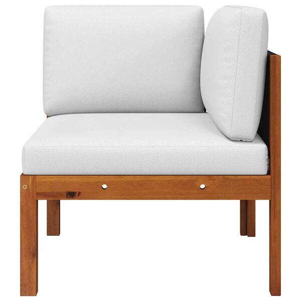 vidaXL Corner Sofa Cream White Solid Acacia Wood, Rope Medium Modular