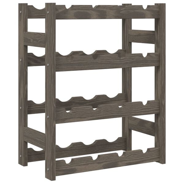 vidaXL Wine Rack for 16 Bottles Grey Solid Wood Pine
