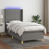 vidaXL Box Spring Bed with Mattress&LED Dark Gray 39.4"x79.9" Twin XL Fabric