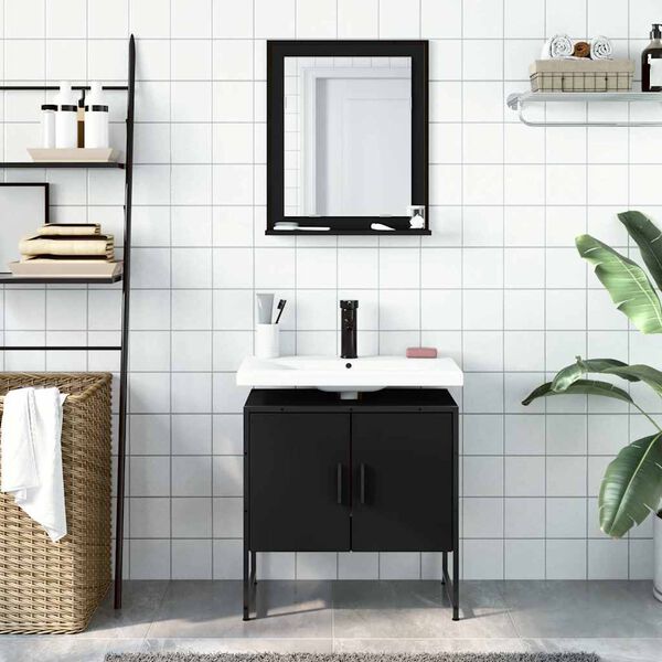 vidaXL Bathroom Cabinet Set Black