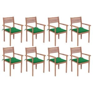 vidaXL Patio Chair Set of 8 Teak Teak Wood Standard Stackable