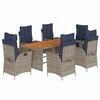vidaXL Garden Dining Set Grey Poly Rattan 9-piece set