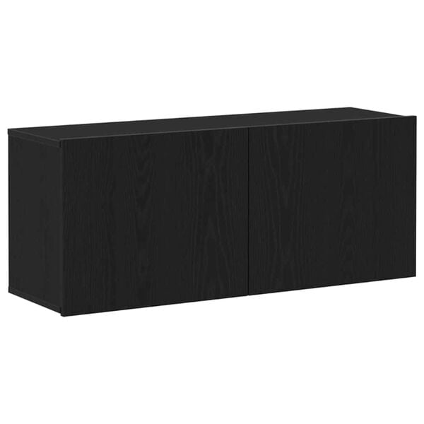 vidaXL TV Cabinet Set Wall-mounted Black Oak 39.37 x 11.81 x 16.14 in