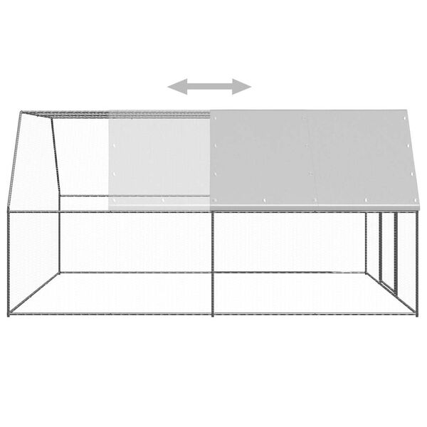 vidaXL Chicken Cage Silver and gray Galvanized steel, Polyethylene Large