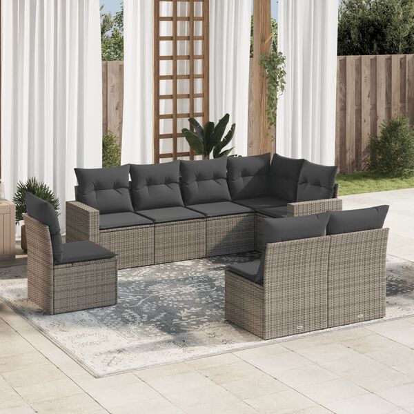 vidaXL Garden Sofa Set Grey PE rattan Large Modular Garden Sofa Set