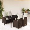 vidaXL 5 Piece Patio Bistro Set with Cushions Brown Poly Rattan