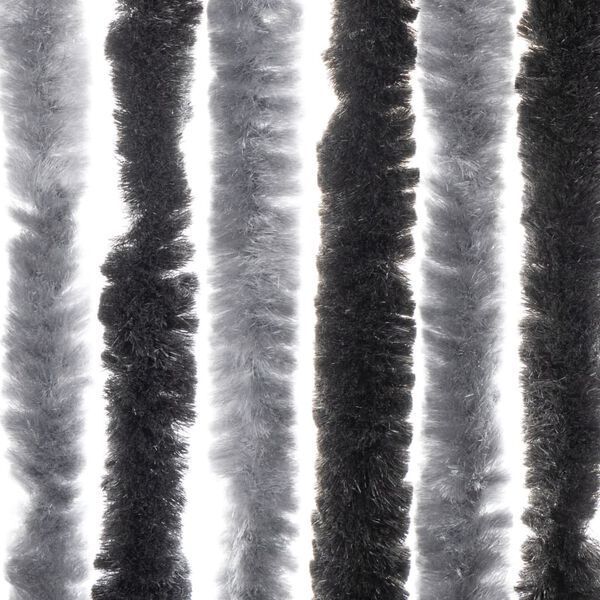 vidaXL Fly Curtain Grey and Black 39.4x90.6" Chenille