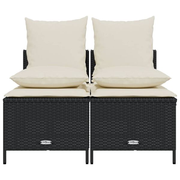 vidaXL Garden Sofa Set Black PE rattan, powder-coated steel, polyester