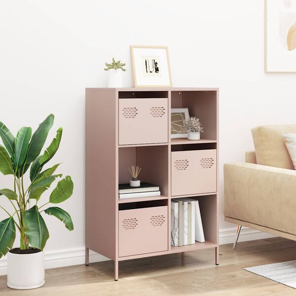 vidaXL Highboard Pink Cold-rolled steel 26.8x15.4x40.7 in Highboard