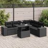 vidaXL Garden Sofa Set Black PE Rattan, Powder-Coated Steel, Tempered Glass