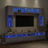 vidaXL 8 Piece TV Wall Stand Set with LED Lights Gray Sonoma