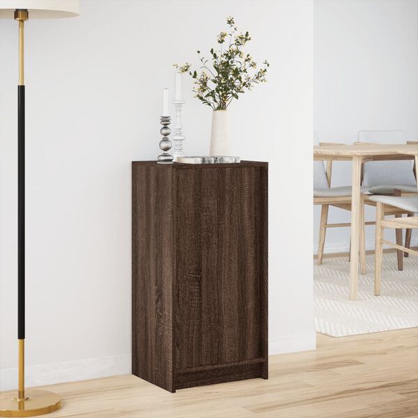 vidaXL Sideboard Brown oak Engineered wood, glass 33.5 in tall Sideboard