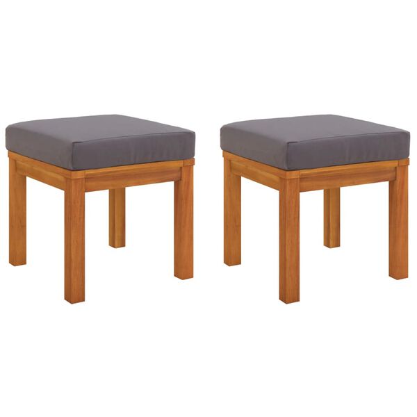 vidaXL Garden Stool Set of 2 Brown Solid Acacia wood, Polyester Medium
