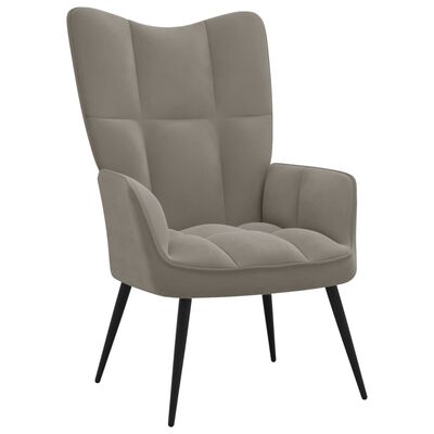 vidaXL Relaxing Chair with a Stool Light Gray Velvet