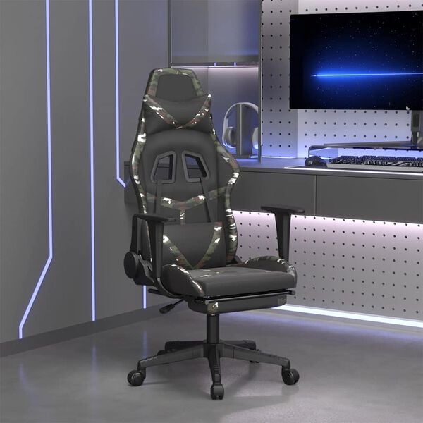 vidaXL Gaming Chair Black and Camouflage