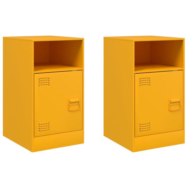 vidaXL Bedside Cabinet Set of 2 Mustard Yellow Cold-rolled steel Medium