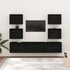 vidaXL TV Cabinet Set of 7 Black Solid Pine Wood Multiple Sizes