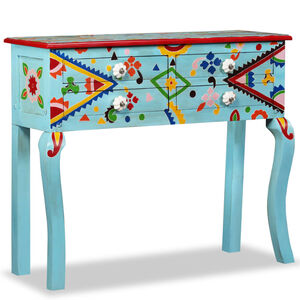 vidaXL Console Table Multicolor (Blue tone) Solid Mango Wood Small