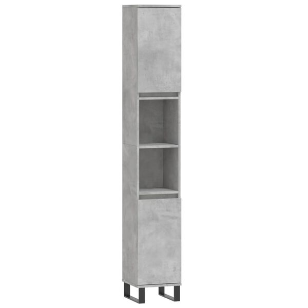 vidaXL Bathroom Cabinet Concrete Grey Engineered Wood, Iron Tall