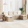 vidaXL Garden Sofa Set Beige PE Rattan Adjustable Feet Garden Sofa Set