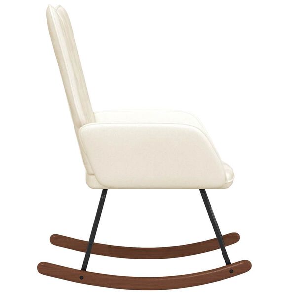vidaXL Rocking Chair Cream White Velvet, Solid Rubber Wood, Steel Medium