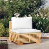 vidaXL Middle Sofa Cream and Teak Solid teak wood, 100% polyester fabric