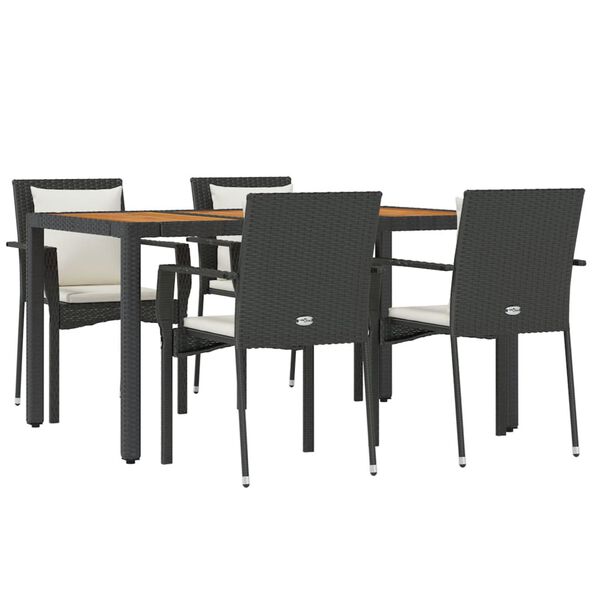 vidaXL Garden Dining Set Black, Cream white