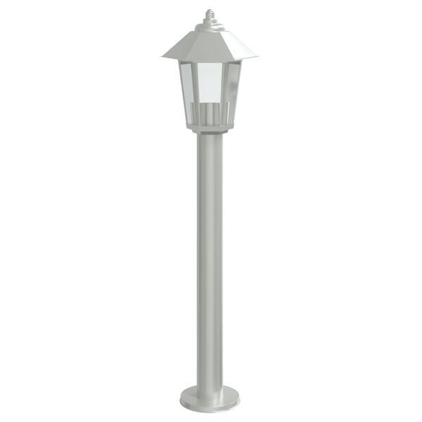 vidaXL Outdoor Floor Lamp Set of 3 Silver Stainless Steel, Polycarbonate