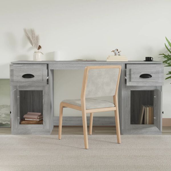 vidaXL Desk With Cabinet Grey Sonoma Engineered Wood Large
