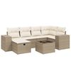 vidaXL Garden Sofa Set Beige Poly Rattan, Steel, Tempered Glass Large