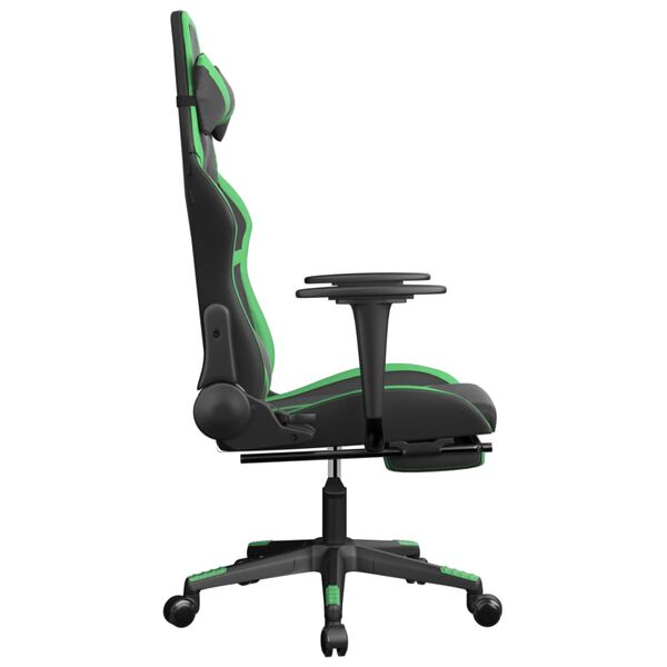 vidaXL Gaming Chair Black and Green Faux leather, metal, plywood, foam