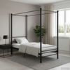 vidaXL Bed Frame Black Powder-coated metal Twin Durable Bed Frame