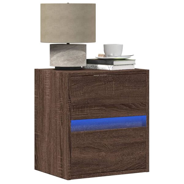 vidaXL Wall-mounted Bedside Cabinet Set of 2 Brown Oak Engineered Wood