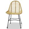 vidaXL Dining Chair Set of 4 Beige Natural rattan, Wrought iron Standard