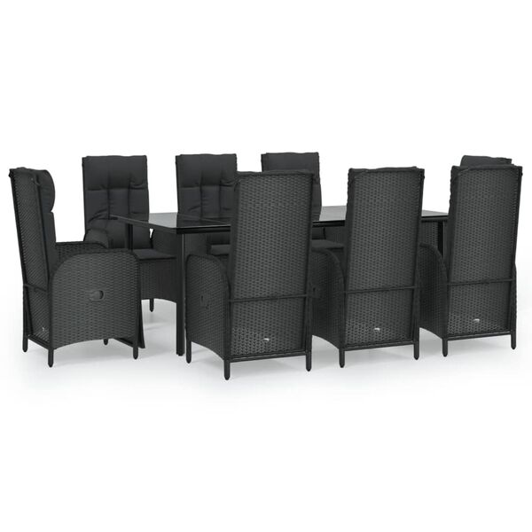 vidaXL Garden Dining Set Black
