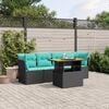 vidaXL 5 Piece Patio Sofa Set with Cushions Black Poly Rattan