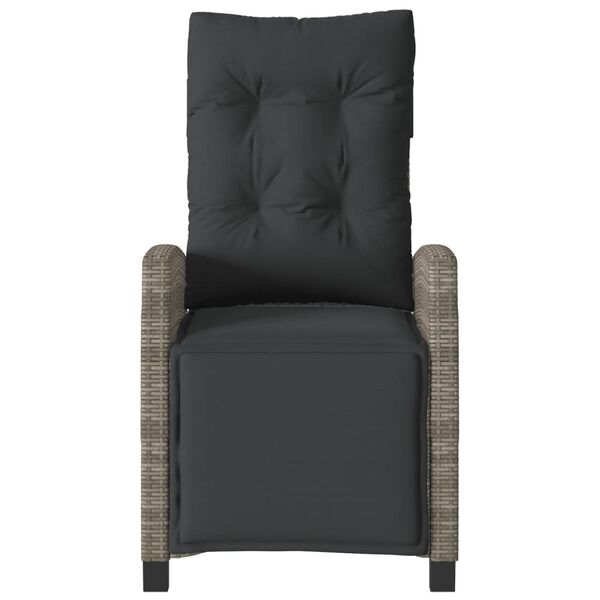 vidaXL Reclining Garden Chair Grey PE rattan Standard