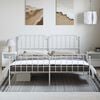 vidaXL Bed Frame White Powder-Coated Steel Full Bed Frame Rectangular