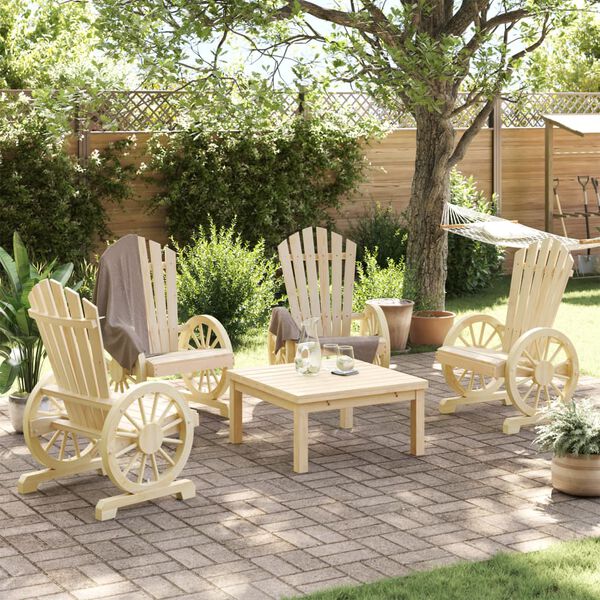 vidaXL Garden Adirondack Chair Set of 4 Natural Wood Solid fir wood